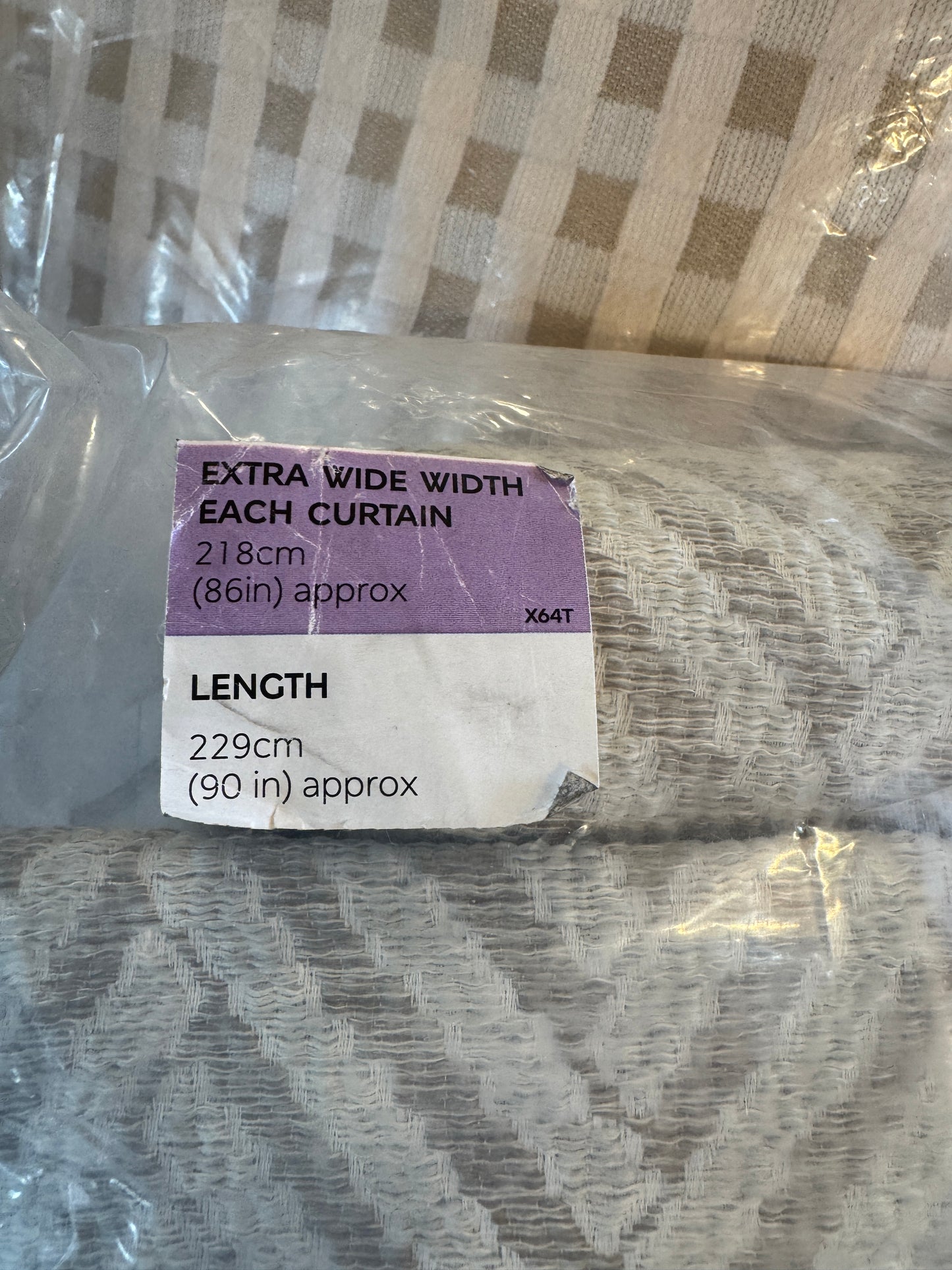 M & S Natural/Grey Herringbone Textured Pencil Pleat Curtains 86 x 90 inch