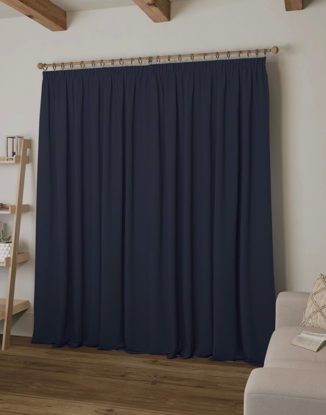 M & S Navy Blue Smart Temperature Blackout Brushed Pencil Pleat curtains 46 x 90 inch
