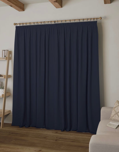 M & S Navy Blue Smart Temperature Blackout Brushed Pencil Pleat curtains 46 x 90 inch