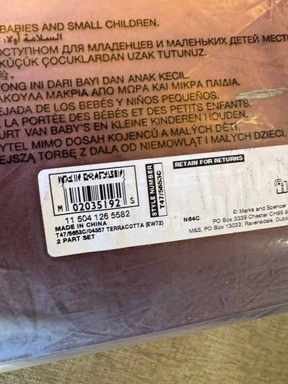 M & S Terracotta Thermal Velvet Pencil Pleat 86 x 72 inch