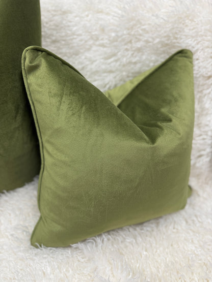 Light olive green velvet cushion feather filled 45 x 45cm (Copy)