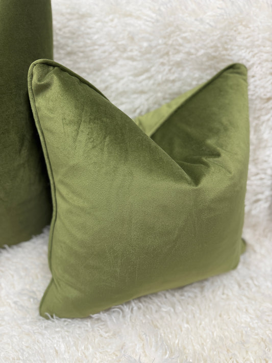 Light olive green velvet cushion feather filled 45 x 45cm (Copy)