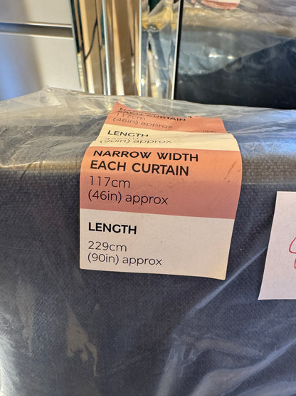 M & S Navy Blue Smart Temperature Blackout Brushed Pencil Pleat curtains 46 x 90 inch