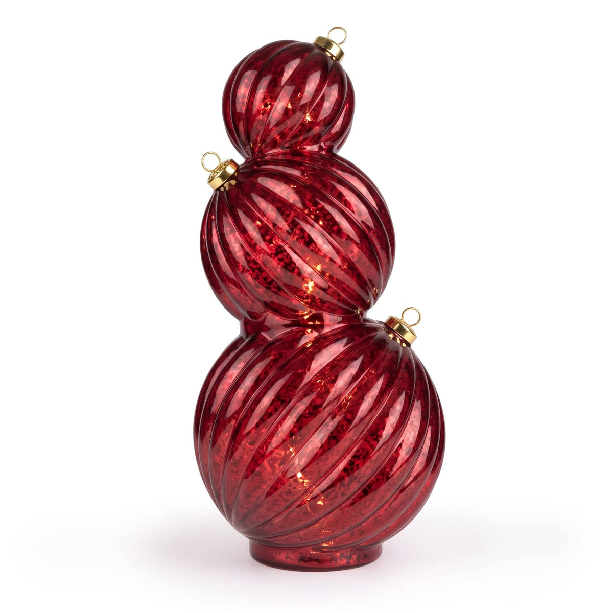 3 Stacking Glass Baubles with LED Lights - RED 1pk