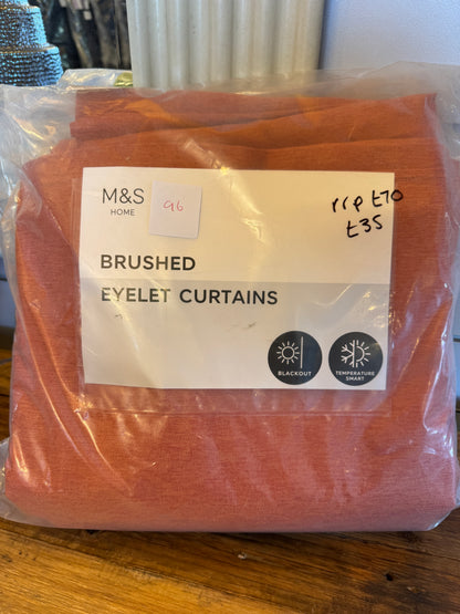 M & S Terracotta Smart Temperature Blackout Brushed Eyelet curtains 66 x 72 inch