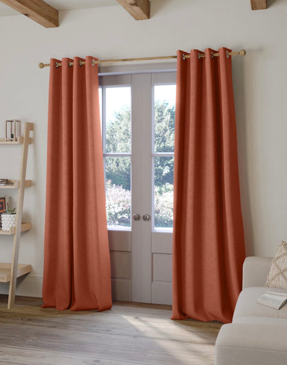 M & S Terracotta Smart Temperature Blackout Brushed Eyelet curtains 66 x 72 inch