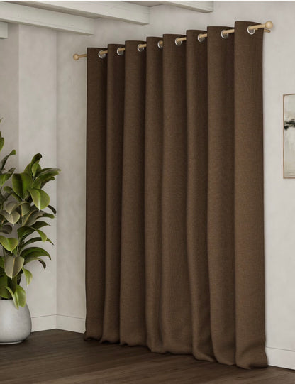 M & S Chocolate Brown Smart Temperature Blackout Brushed eyelet curtains 86 x 54 inch