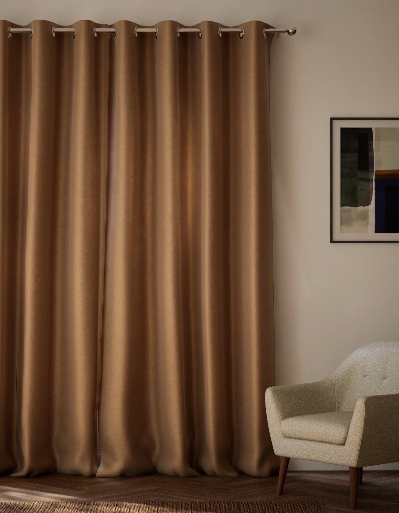 M & S Bronze Thermal Velvet Eyelet Curtains 66 x 72 inch
