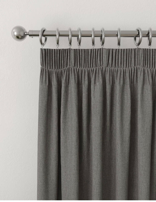 Marks and Spencer Charcoal Grey Smart Temperature Blackout Brushed Pencil Pleat curtains  66 x 54 inch