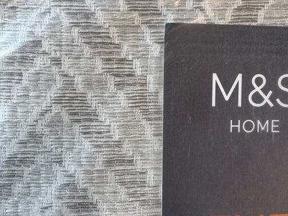 M & S Natural/Grey Herringbone Textured Eyelet Curtains Natural/Grey 66 x 72 inch