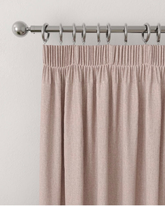 M & S Blush Pink Thermal Blackout Brushed Pencil Pleat Curtains 46 x 90 inch