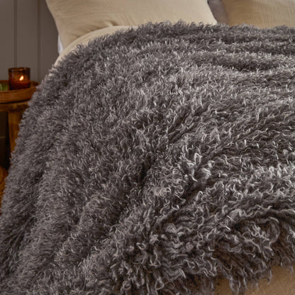 Rowan Faux Fur Throw Grey: Grey / 130 x 175cm