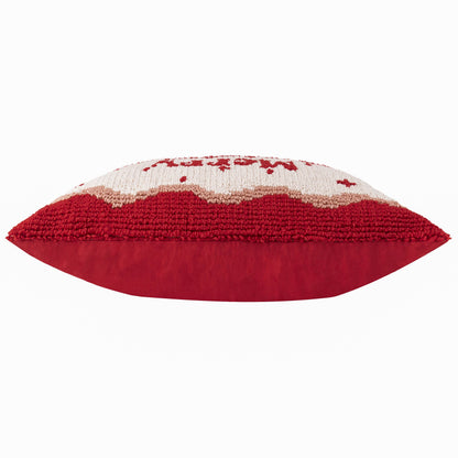 Candy Merry Christmas Tufted Cushion Red/White: Red/White / Fibre Filled / 30 x 50cm