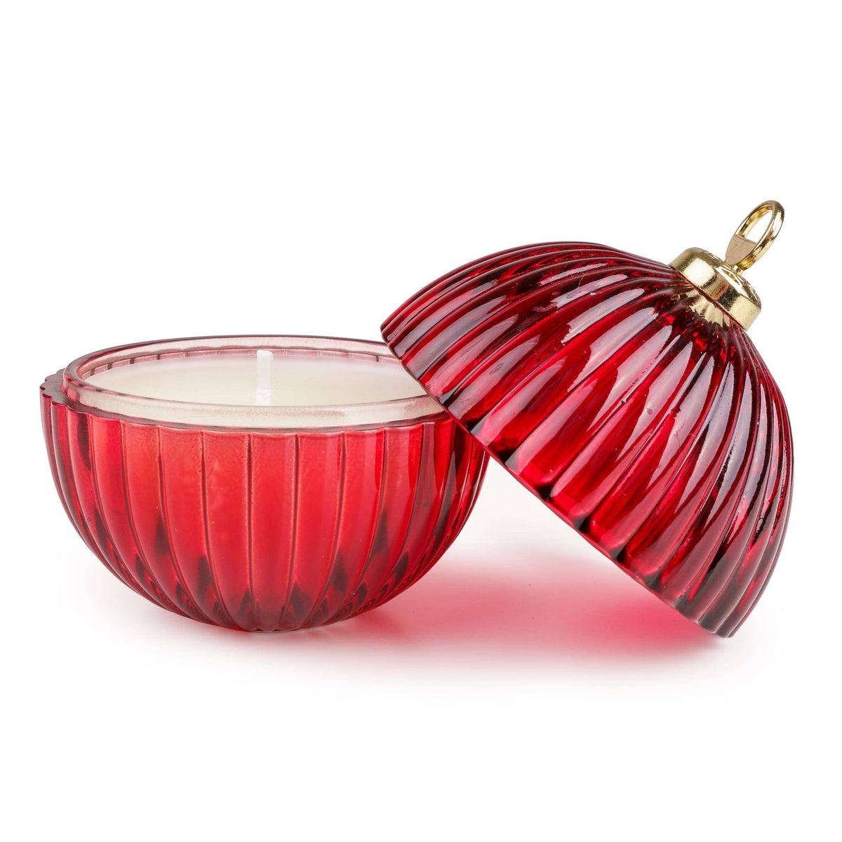Small Bauble Glass Candle - Red 6pk