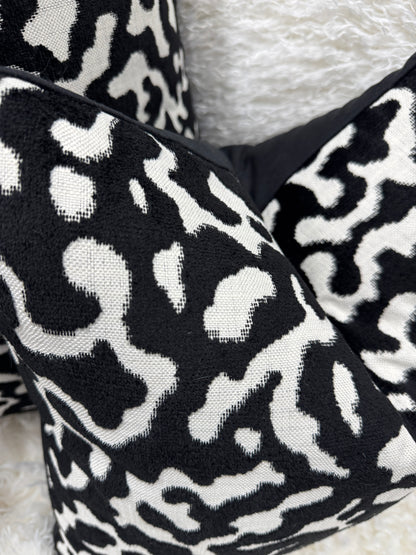 Black and white abstract velvet 45 x 45cm cushion feather filled (Copy)