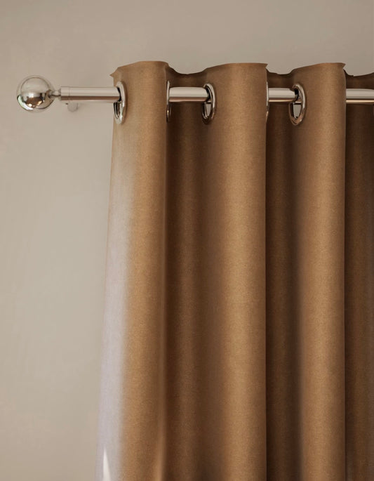 M & S Bronze Thermal Velvet Eyelet Curtains 66 x 72 inch
