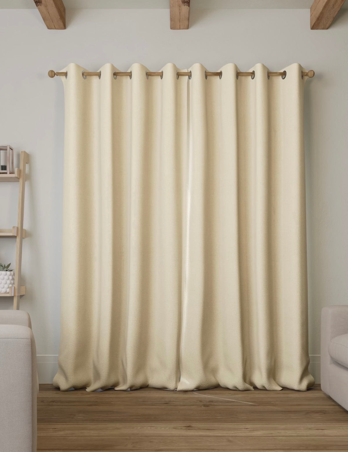 Marks and Spencer cream Blackout Brushed Eyelet curtains  86 x 54 inch