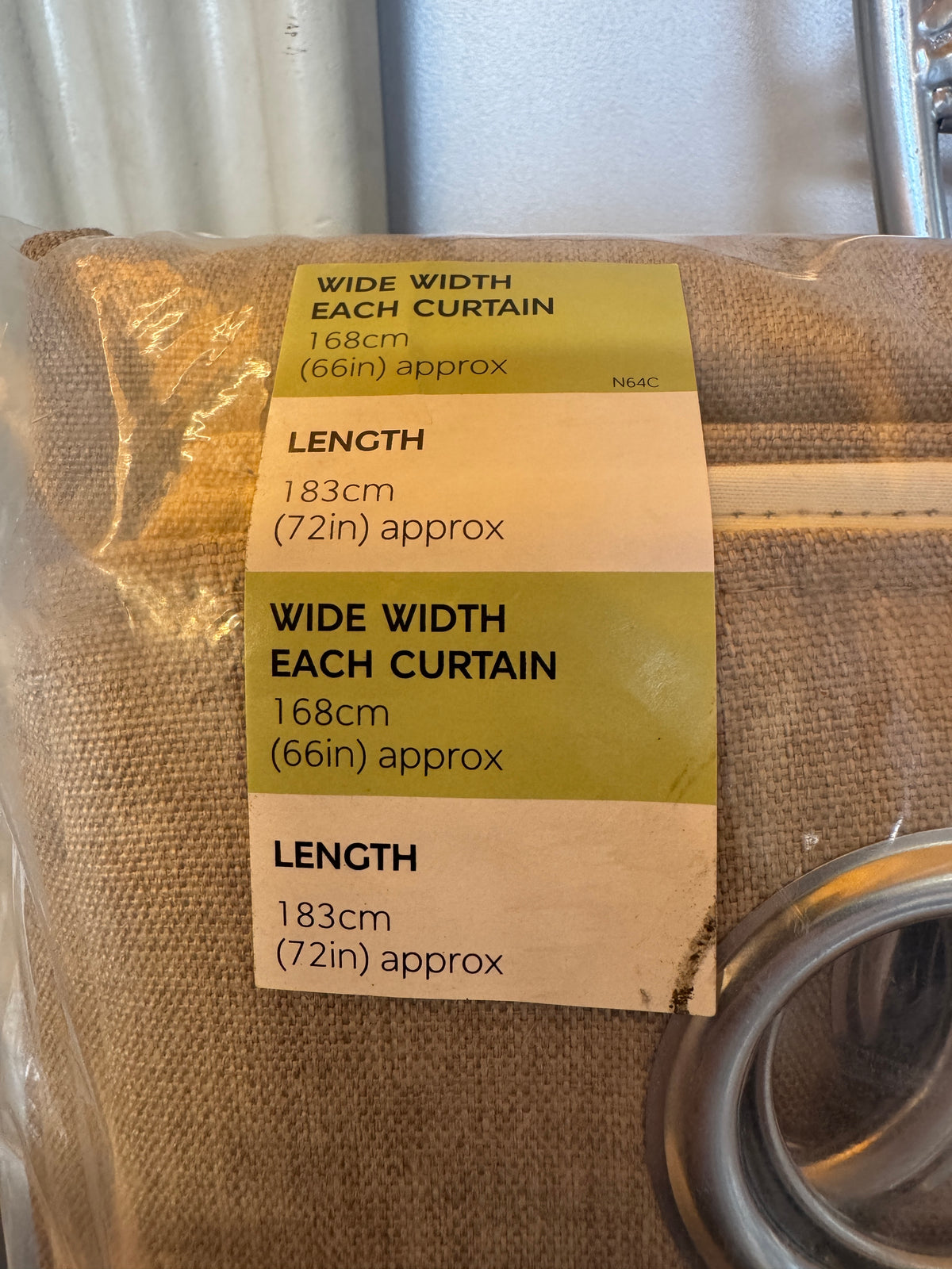 Marks and Spencer neutral beige Smart Temperature Blackout Brushed Eyelet curtains  66 x 72 inch
