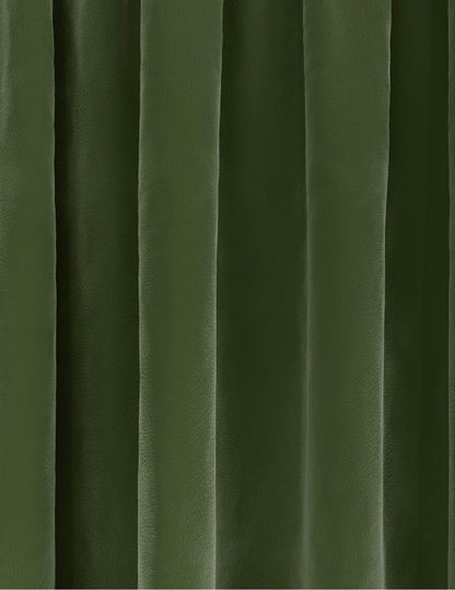 M & S Green Velvet Thermal Eyelet Ring Top Curtains  66 x72 inch