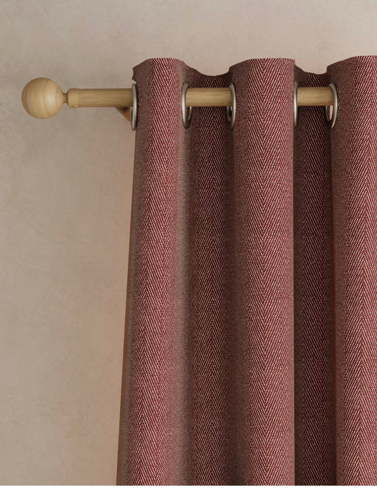 M & S Rust Herringbone Pattern Eyelet Top curtains 66 x 72 inch