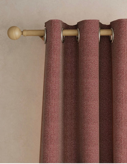 M & S Rust Herringbone Pattern Eyelet Top curtains 66 x 72 inch