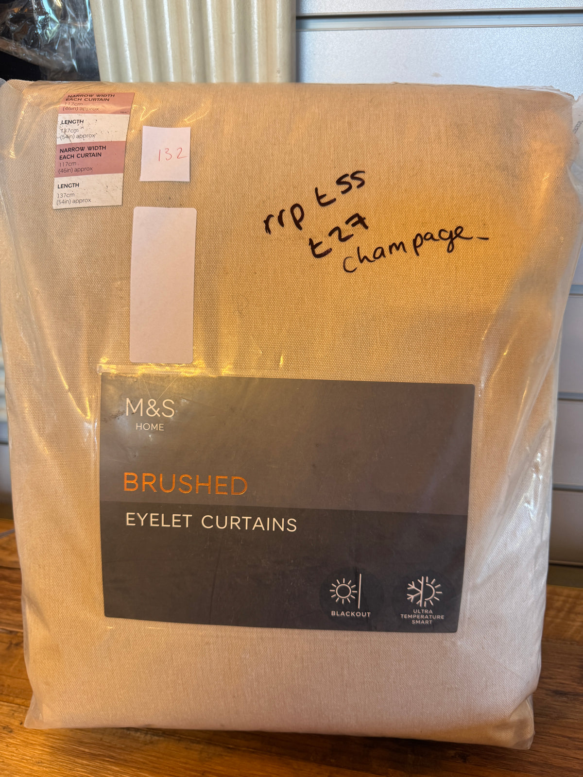 Marks and Spencer Champagne ultra Smart Temperature Blackout eyelet Curtains 46 x 54 inch