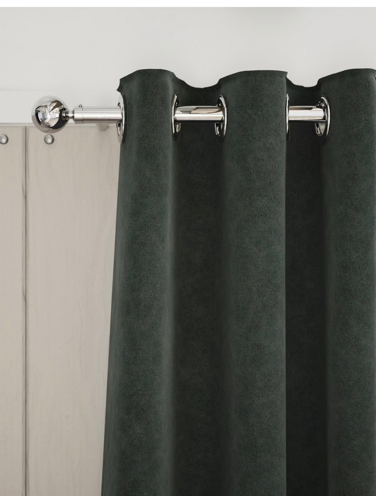 Marks and Spencer mid grey velvet Smart Temperature Blackout Brushed eyelet Curtains 66 x 90  inch
