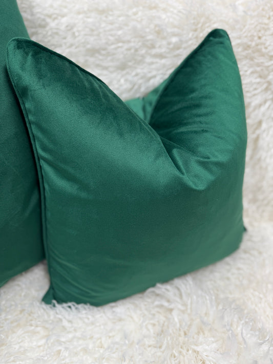 Dark green feather filled cushion velvet piped edge 45x 45 cm (Copy)