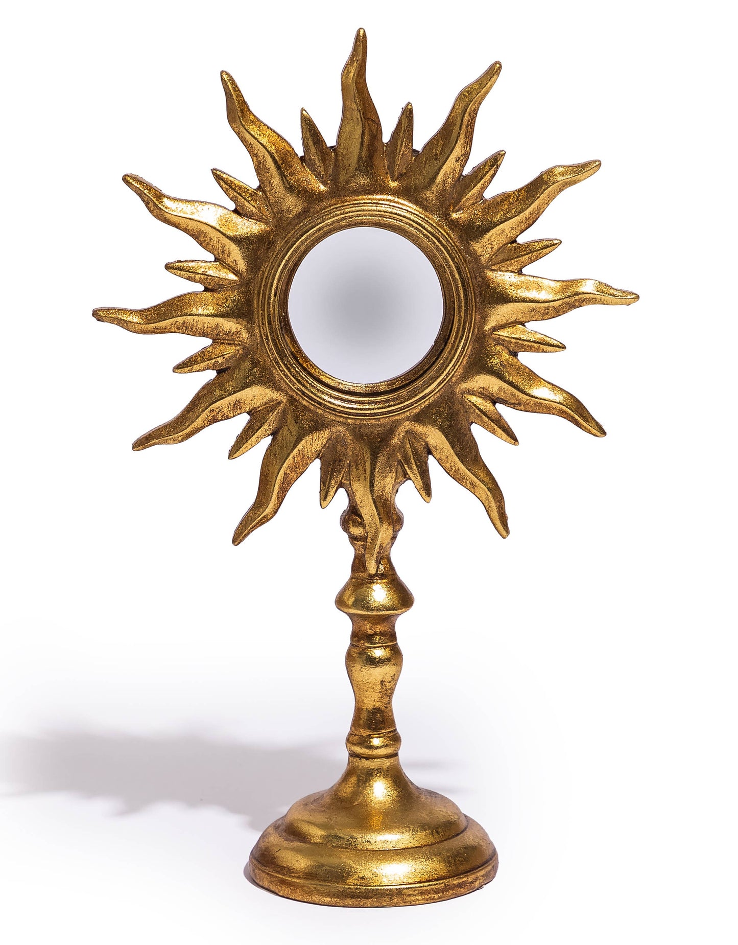 Antique Gold Sunburst Mirror on Stand