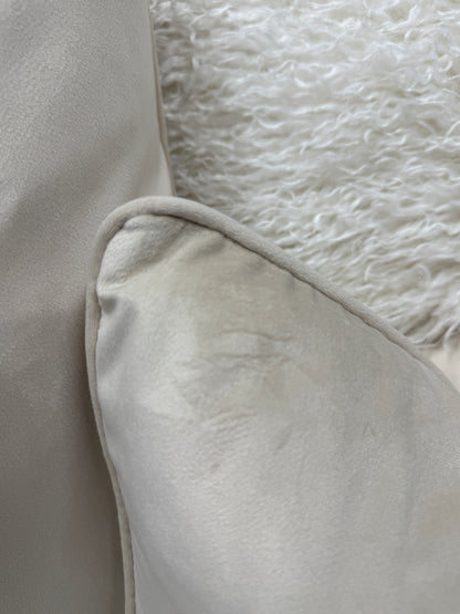 Dark cream feather filled velvet cushion 45 x 45cm pipe edge (Copy)