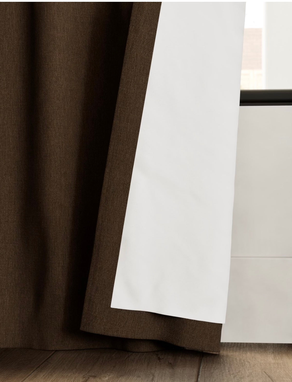 M & S Chocolate Brown Smart Temperature Blackout Brushed eyelet curtains 86 x 54 inch