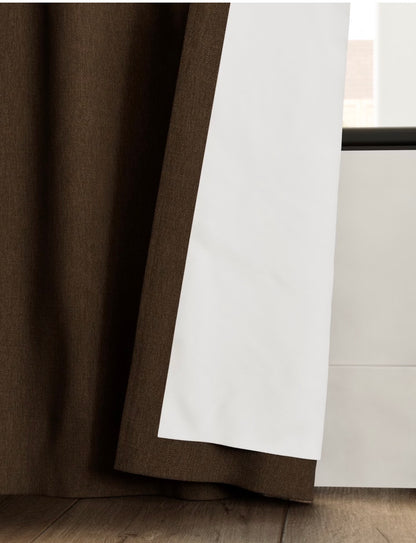 M & S Chocolate Brown Smart Temperature Blackout Brushed eyelet curtains 86 x 54 inch
