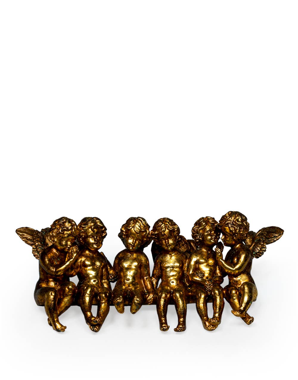 Antique gold Metal Cherubs Sitting in a Row Statues for Home Decor - Ornaments