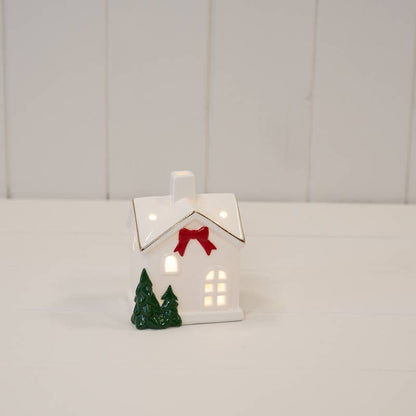Small Christmas Home With Red Bow