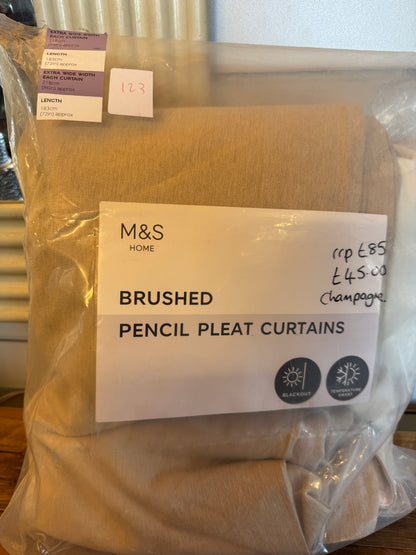Marks and Spencer Champagne Smart Temperature Blackout Brushed Pencil Pleat Curtains 86 x 72 inch