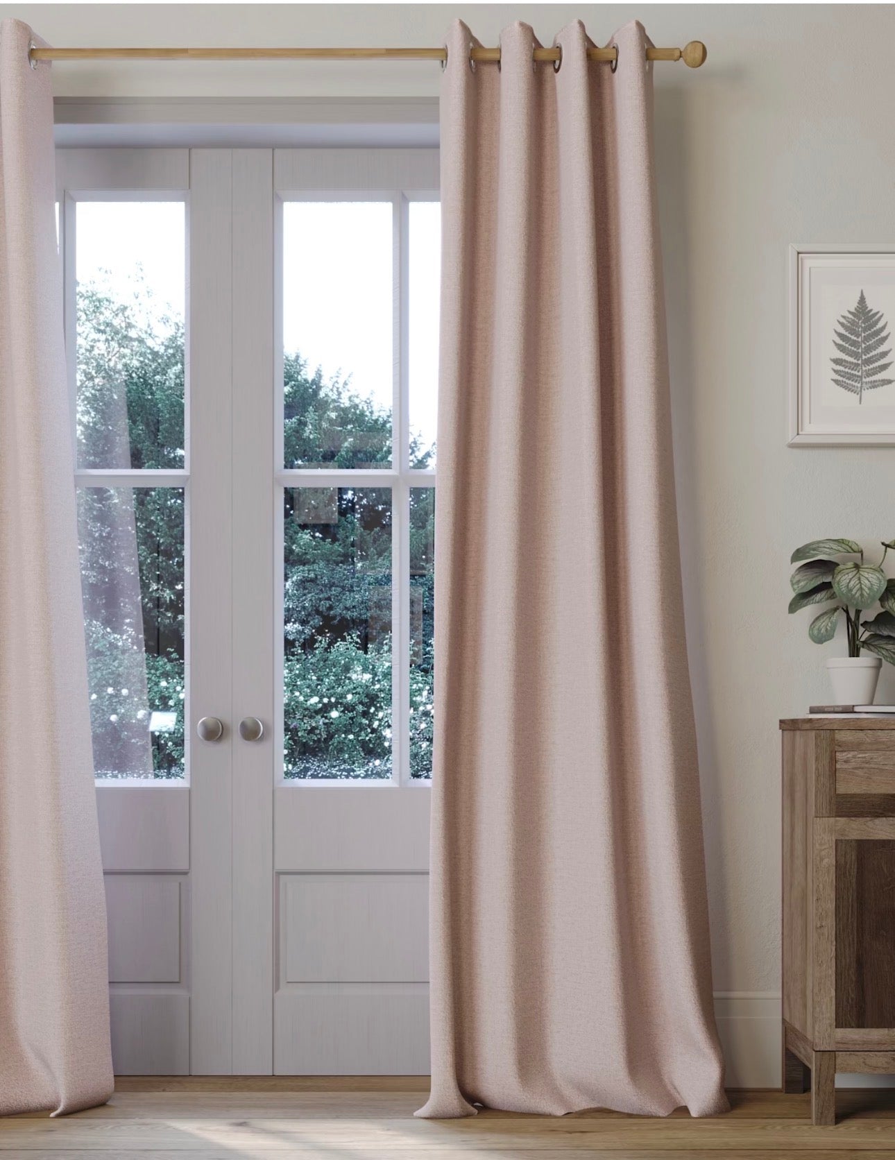 M & S Blush Pink Thermal Blackout Brushed Eyelet Curtains 46 x 72 inch