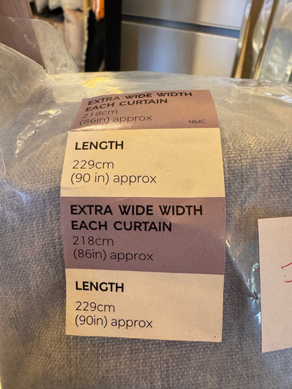 M & S Mid Blue Smart Temperature Blackout Brushed Pencil Pleat Curtains 86 x 90 inch