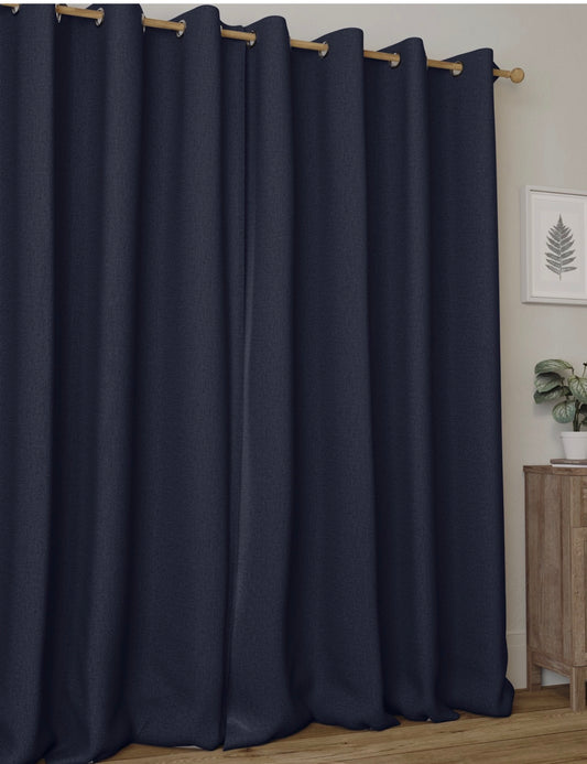 M & S Navy Blue Smart Temperature Blackout Brushed Eyelet curtains 46 x54 inch
