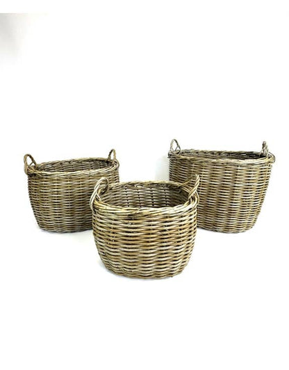 Medium Rustic Woven Laundry / Log Basket sold individually