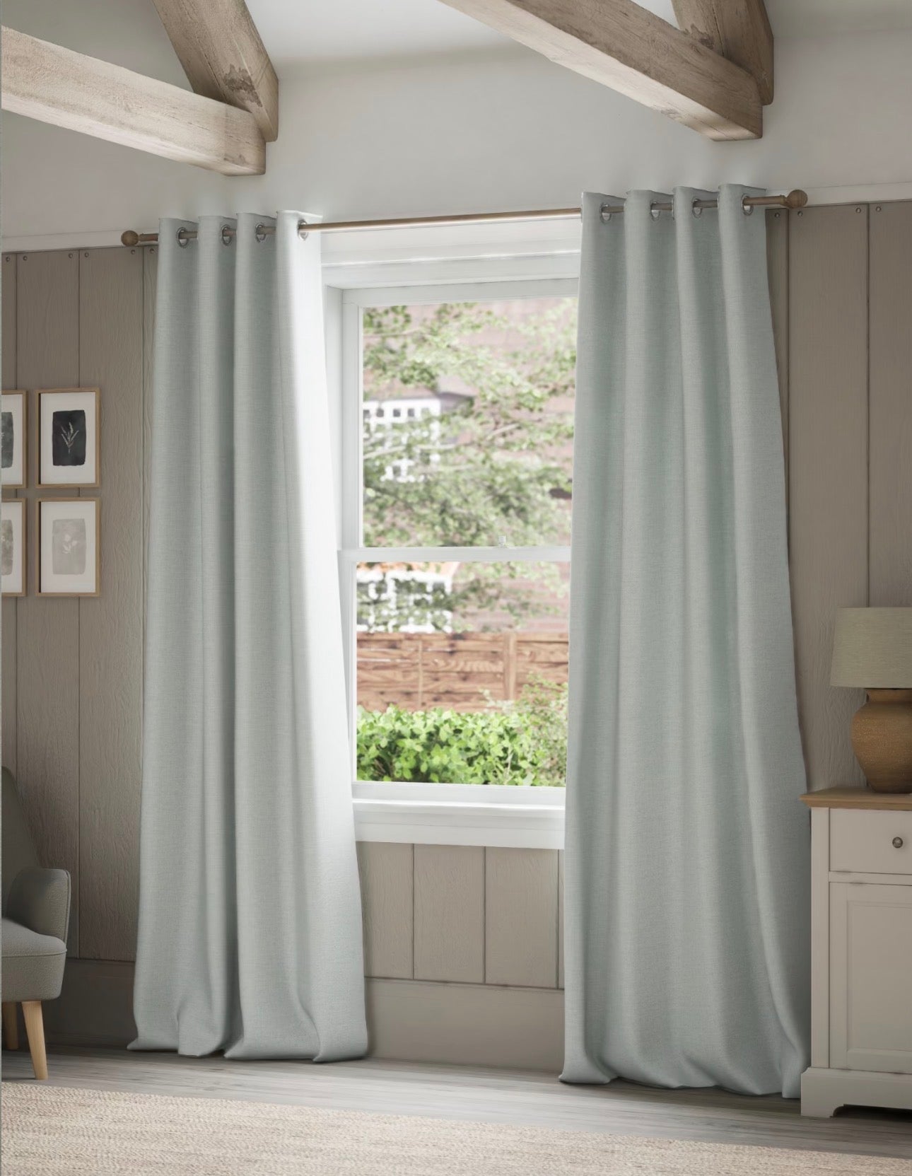 Marks and Spencer Grey Smart Temperature Blackout Brushed Eyelet curtains  46 x 90 inch