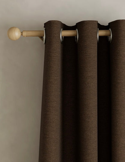 M & S Chocolate Brown Smart Temperature Blackout Brushed eyelet curtains 86 x 54 inch
