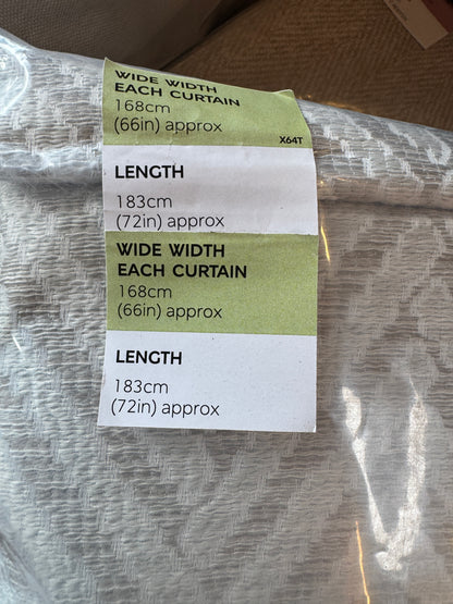 M & S Natural/Grey Herringbone Textured Eyelet Curtains Natural/Grey 66 x 72 inch