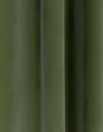 M & S Green Velvet Thermal Eyelet Ring Top Curtains  66 x72 inch