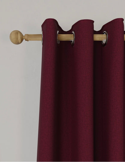 M & S Dark Red Smart Temperature Blackout Brushed Eyelet curtains 66 x 54 inch