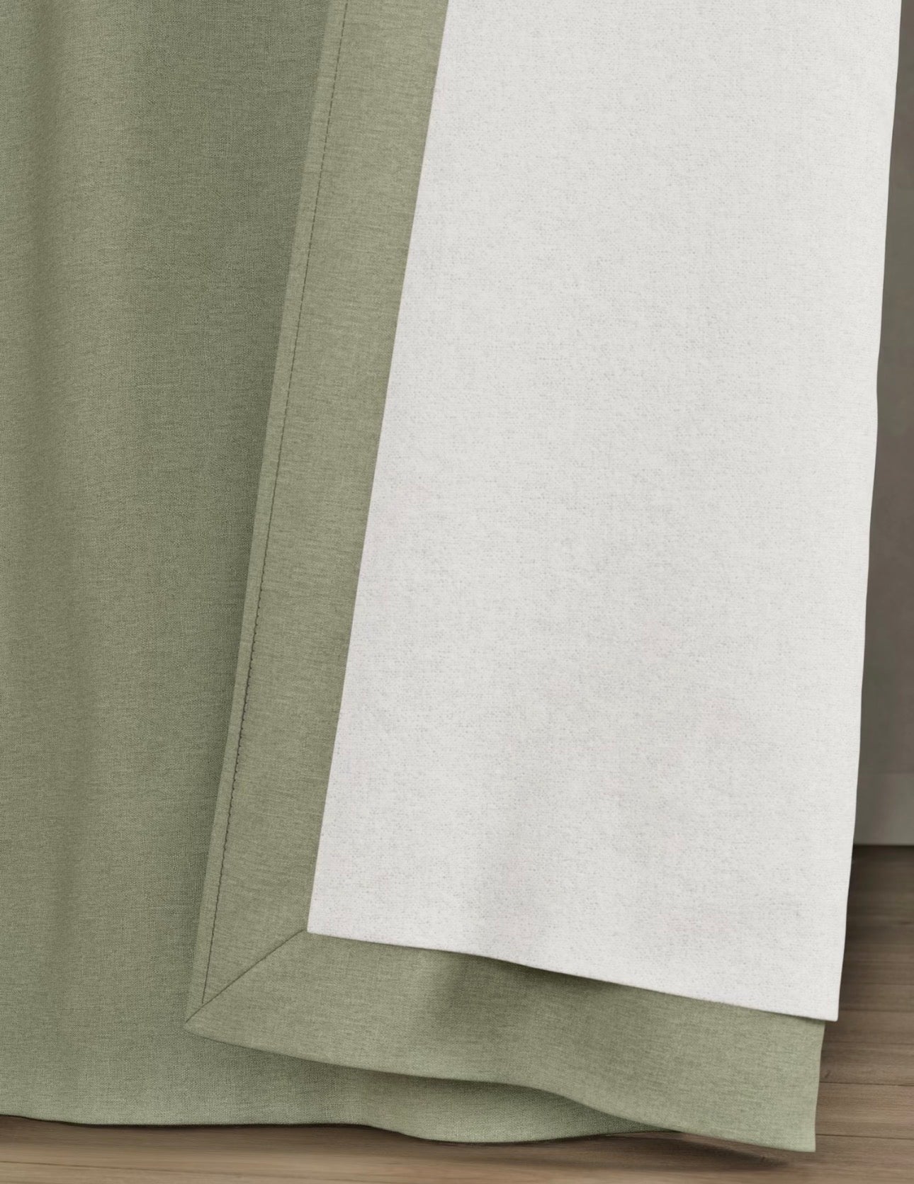 M & S Sage Green Thermal Blackout Brushed Pencil Pleat Curtains 66 x 54 inch