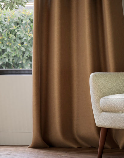 M & S Bronze Thermal Velvet Eyelet Curtains 66 x 90 inch