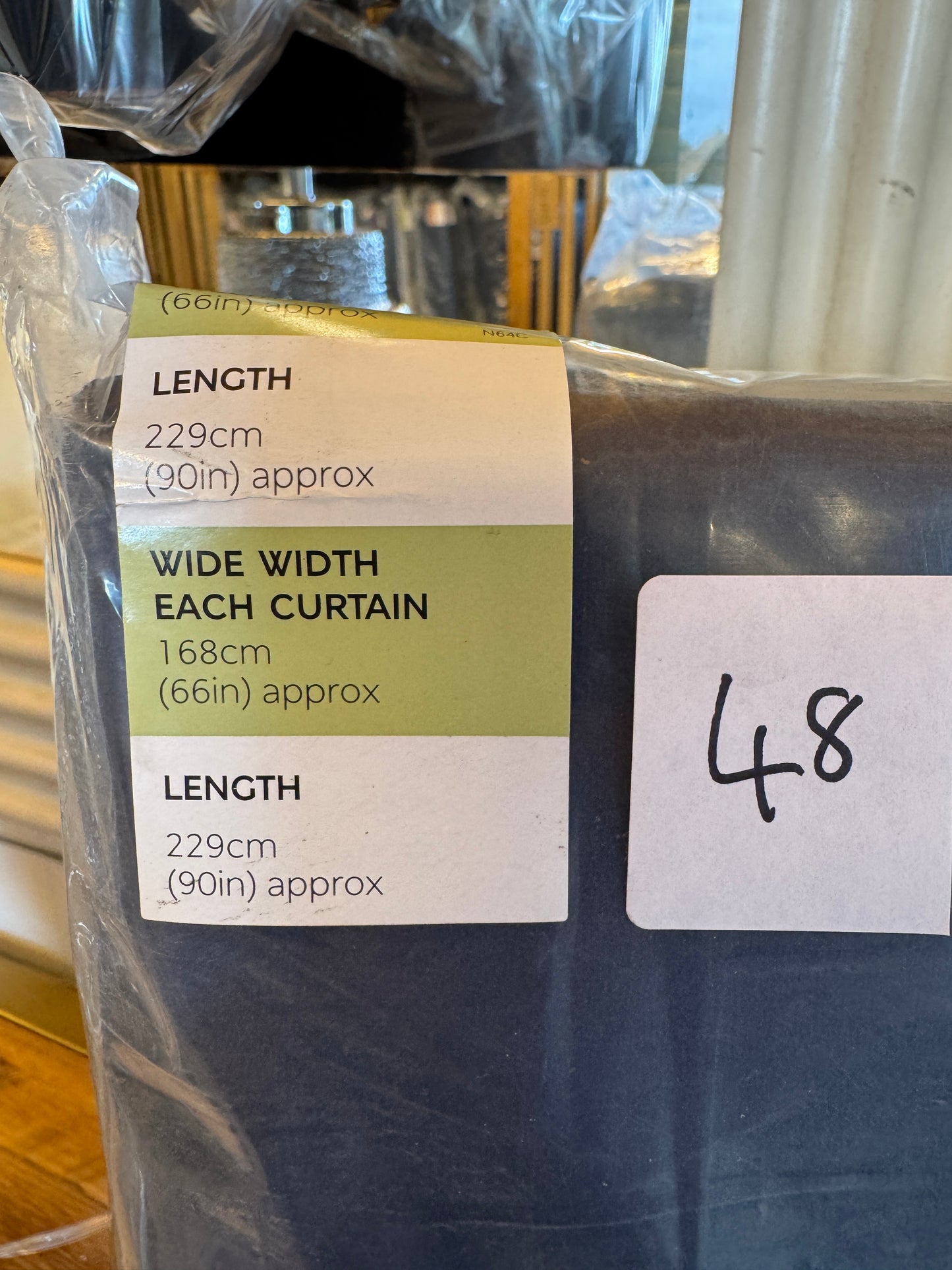 M & S Navy Blue Velvet Thermal Pencil Pleat Curtains 66 x 90 inch