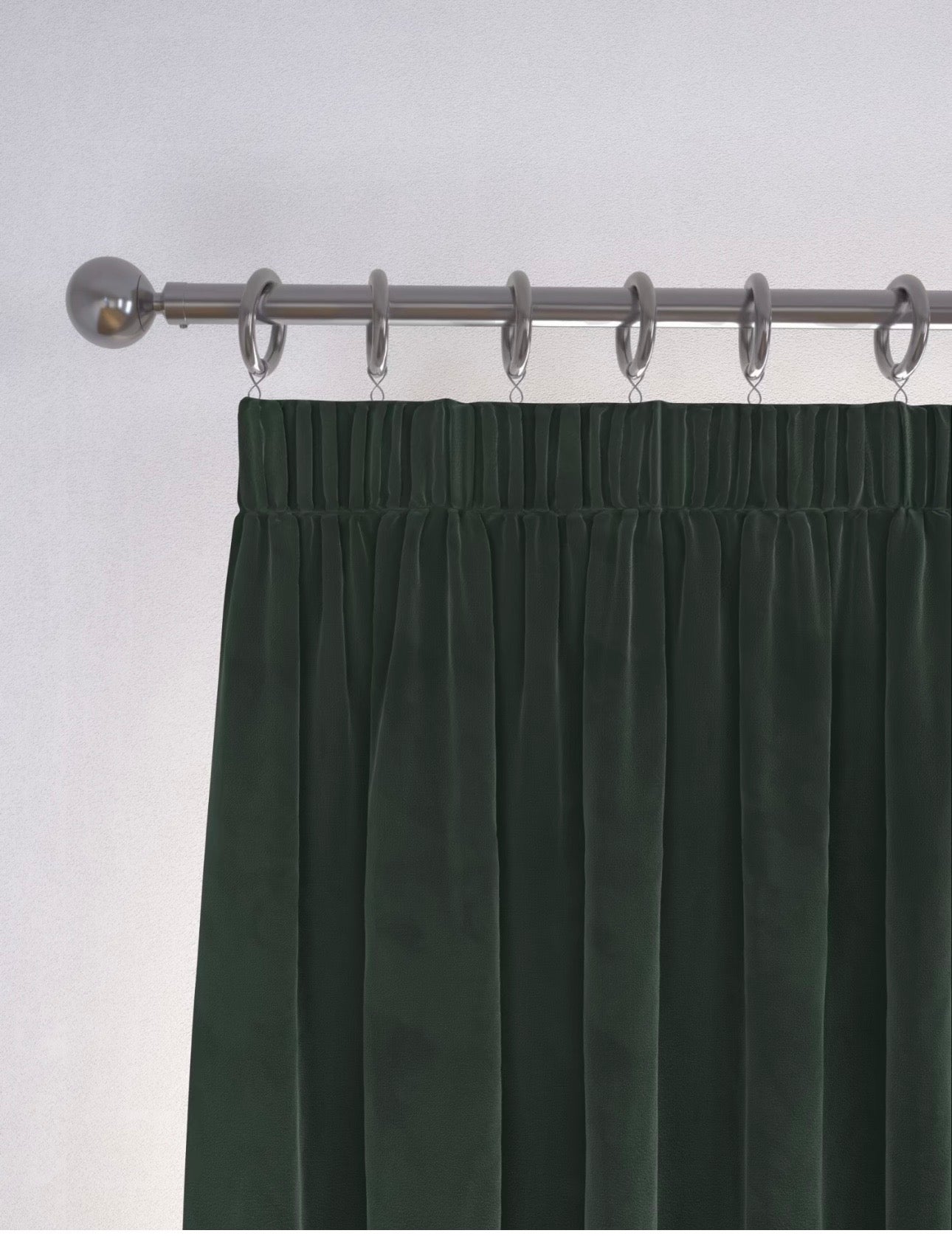 M & S Forest Green Velvet Thermal Pencil Pleat curtains 86 x 90 inch