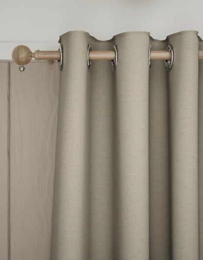 Marks and Spencer neutral beige Smart Temperature Blackout Brushed Eyelet curtains  66 x 99 inch