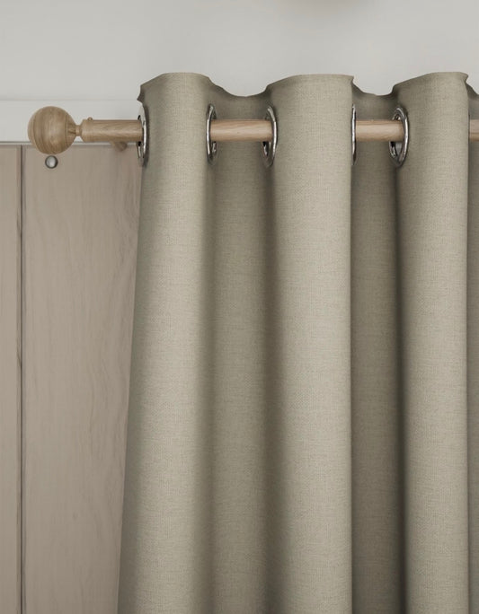 Marks and Spencer neutral beige Smart Temperature Blackout Brushed Eyelet curtains  66 x 99 inch